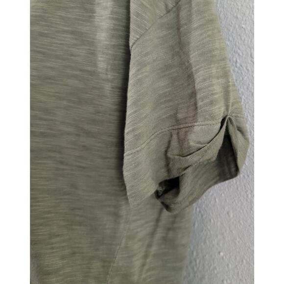 Postage Stamp Anthropologie Green V Neck Slub Knit Top Small Hi Low Hem Soft - Picture 2 of 5